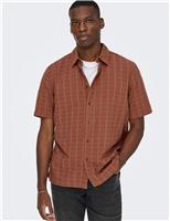 ONLY & SONS Regular Fit Textured Short Sleeve Shirt Brown