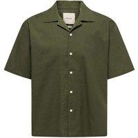 ONLY & SONS Regular Fit Cotton Rich Short Sleeve Shirt Khaki