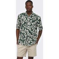 ONLY & SONS Regular Fit Abstract Print Short Sleeve Shirt Dark Green