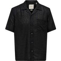 ONLY & SONS Relaxed Fit Linen Rich Short Sleeve Shirt Black
