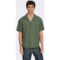 ONLY & SONS Regular Fit Textured Check Short Sleeve Shirt Khaki