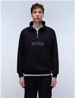 Box Logo Cotton Rich Half Zip Sweatshirt