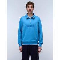 Napapijri Box Logo Cotton Rich Half Zip Sweatshirt Blue