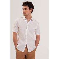 Ted Baker Regular Fit Cotton Linen Blend Shirt White