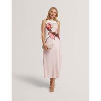 Ted Baker Floral Halter Neck Midi Column Dress Pink