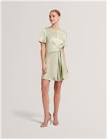 Ted Baker Satin Mini T-Shirt Dress Green