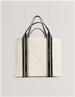 Ted Baker Canvas Logo Webbing Shopper Natural
