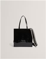 Ted Baker Patent Finish Webbing Strap Tote Bag Black
