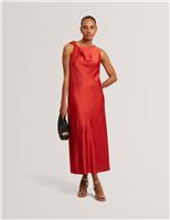 Ted Baker Twist Shoulder Midi Slip Dress Red