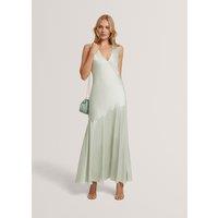 Ted Baker V-Neck Diagonal Seam Maxi Slip Dress Green