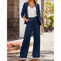SOSANDAR Linen Rich Wide Leg Trousers Blue