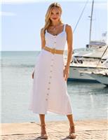 Broderie Belted Midi Waisted Dress