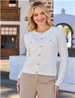 Cotton Rich Textured Button Through Cardigan
