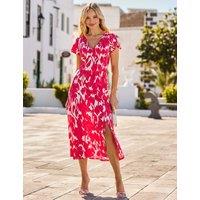 SOSANDAR Floral V-Neck Empire Line Midi Dress Pink Mix