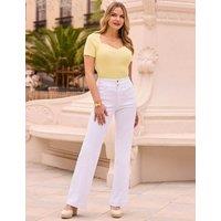 SOSANDAR Contour Waist Straight Leg Jeans White