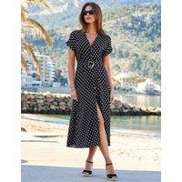 SOSANDAR Polka Dot Midi Shirt Dress Black