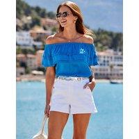 SOSANDAR Crinkle Bardot Top Blue