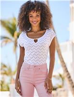 SOSANDAR Broderie Scoop Neck Top White