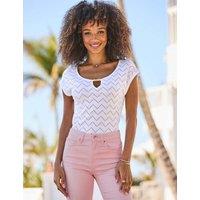 SOSANDAR Broderie Scoop Neck Top White