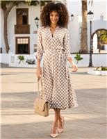 SOSANDAR Polka Dot Midi Shirt Dress Brown Mix