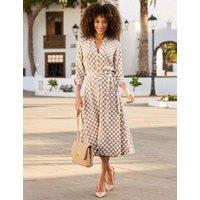 SOSANDAR Polka Dot Midi Shirt Dress Brown Mix