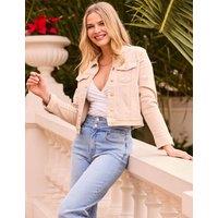 SOSANDAR Cotton Rich Denim Collared Jacket White