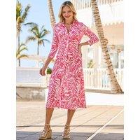 SOSANDAR Animal Print Midi Shirt Dress Pink Mix