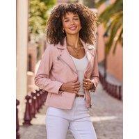 SOSANDAR Leather Biker Jacket Pink