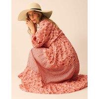 ACCESSORIZE Pure Cotton Printed V-Neck Maxi Beach Dress Pink