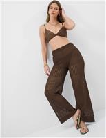 ACCESSORIZE Wide Leg Knitted Trousers Brown