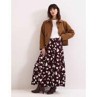 Phase Eight Printed Midi A-Line Skirt Burgundy Mix