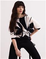 Phase Eight Floral Slash Neck Jumper Black Mix