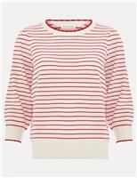 Phase Eight Striped Crew Neck Jumper Red Mix