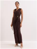 V-Neck Maxi Wrap Dress