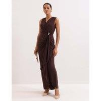 Phase Eight V-Neck Maxi Wrap Dress Brown