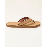 FatFace Leather Flip Flops Brown Mix