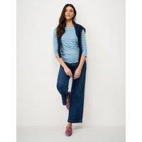 Crew Clothing Pure Cotton Striped Top Light Blue Mix