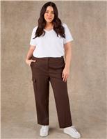 Live Unlimited London Lyocell Rich Utility Straight Leg Trousers Dark Brown
