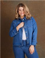 Live Unlimited London Denim Patch Pocket Cropped Jacket Blue