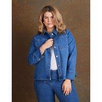 Live Unlimited London Denim Patch Pocket Cropped Jacket Blue
