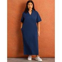 Live Unlimited London Pure Lyocell V-Neck Midaxi Shirt Dress Blue