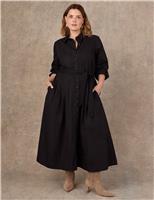 Live Unlimited London Pure Cotton Poplin Maxi Shirt Dres Black