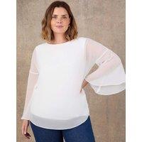 Live Unlimited London Angel Sleeve Overlay Top Ivory