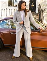 RO&ZO Dogtooth Wide Leg Flared Trousers Grey Mix