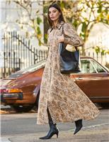 Leopard Print Collared Midaxi Shirt Dress