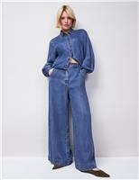 RO&ZO Purre Lyocell Mid Rise Wide Leg Jeans Blue Denim