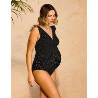 JoJo Maman Bb Maternity Polka Dot V-Neck Swimsuit Black