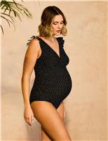 Maternity Polka Dot V-Neck Swimsuit
