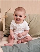 JoJo Maman Bb Pure Cotton Mouse Embroidered Sleepsuit (0-12 Mths) White