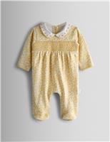 Pure Cotton Smocked Sleepsuit (0-12 Mths)